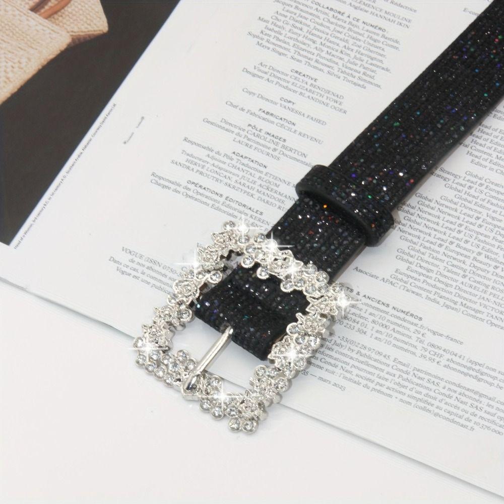 Luxury Sparkling Waistband Adjustable PU Leather Belt Rhinestone Waist Belt Women Gifts