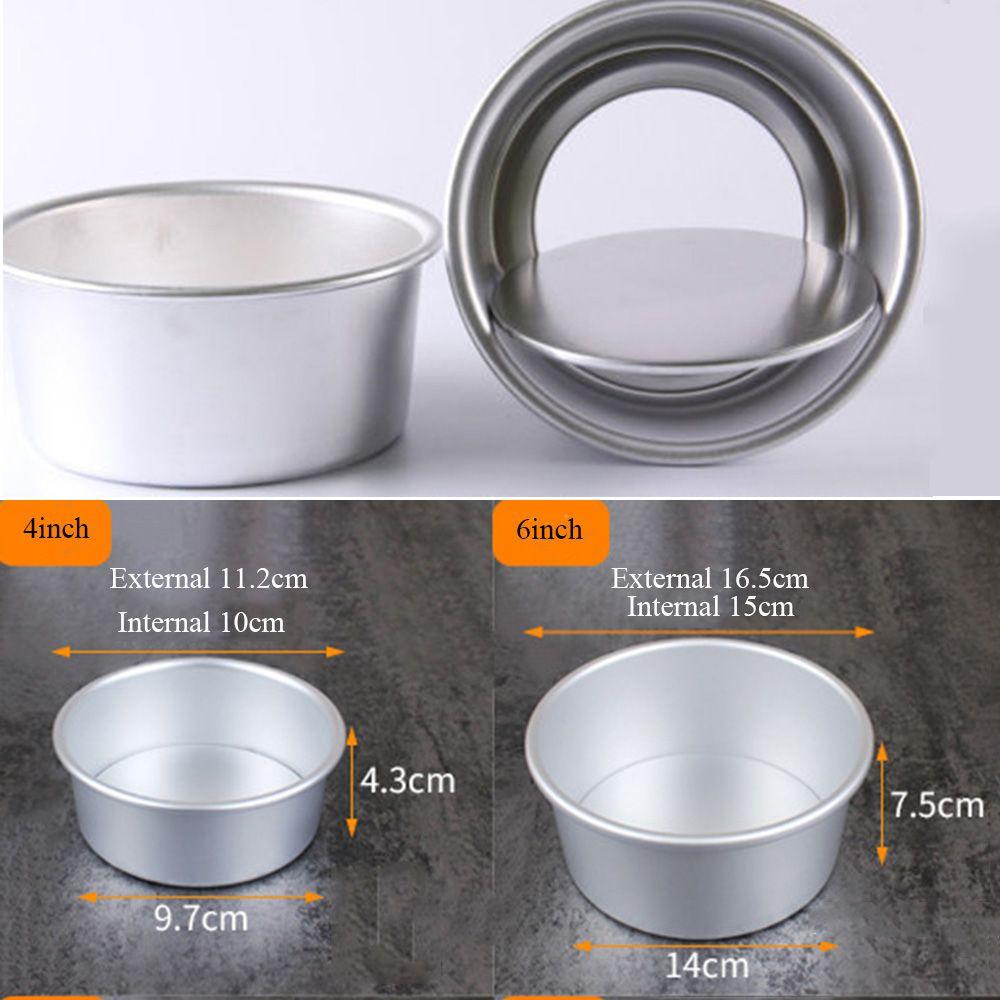 4/6inch Bakeware Dish Round Pattern Aluminum Alloy Die Pudding Mold Removable Bottom Cake Pan