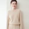 Lekasha Women's 100% Cashmere Puff Sleeve Round Neck Knit Base Layer