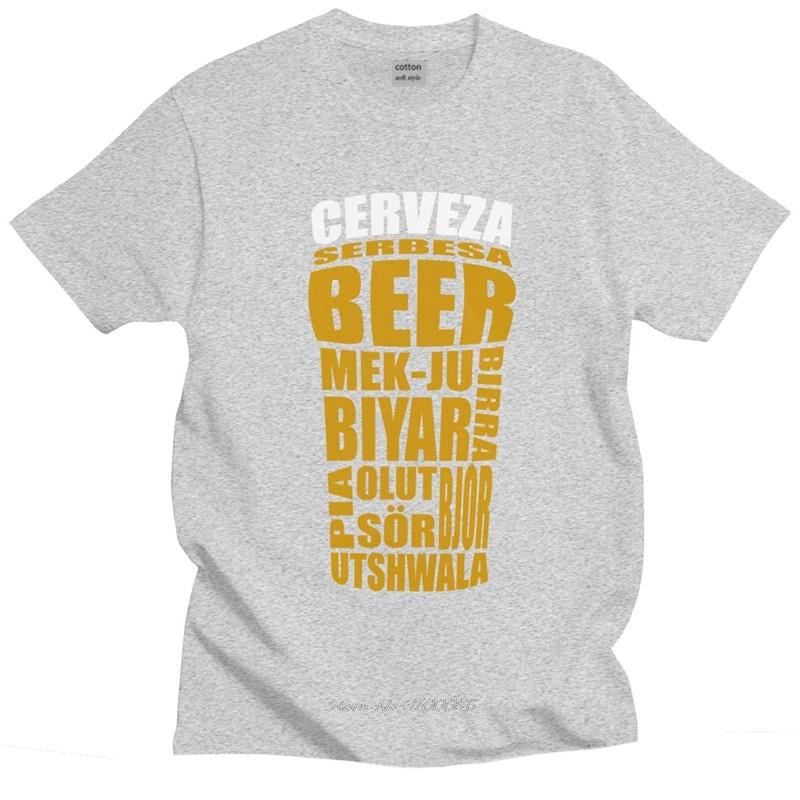 Beer Translations T Shirt for Unisex Cotton Leisure Tshirt Short Sleeves Alcohol Drinking Tee Tops Fashion Slim Fit Clothing