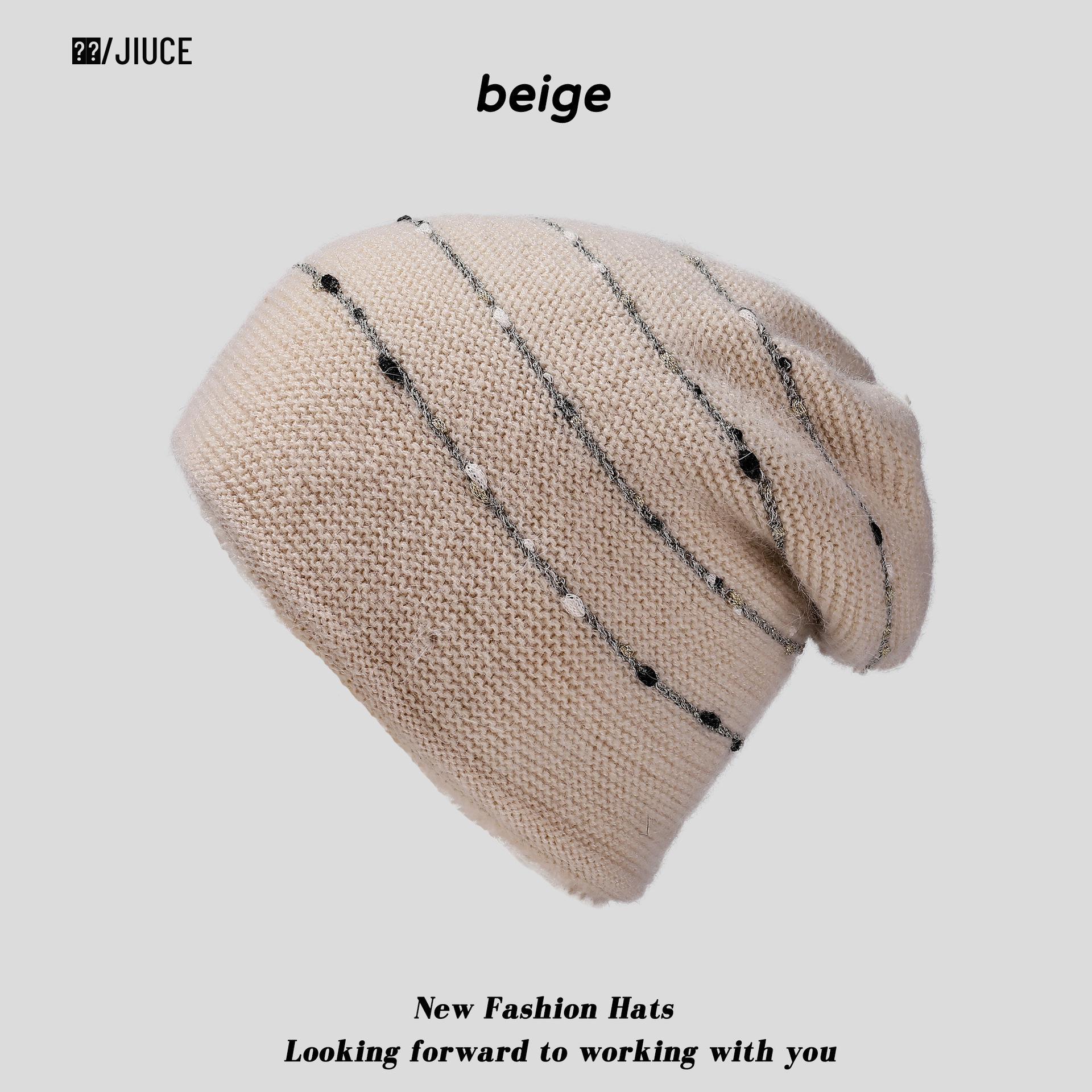 

Women s Plus Velvet Thickened Slouchy Knit Hat with Ear Protection and Rabbit Hair for Autumn and Winter Warmth M (56-58cm)