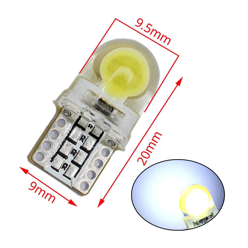 10X Auto T10 Led Cold White Blue Pink 194 W5W LED 168 COB Silica Car Super Bright Turn Side License Plate Light Lamp Bulb DC 12V