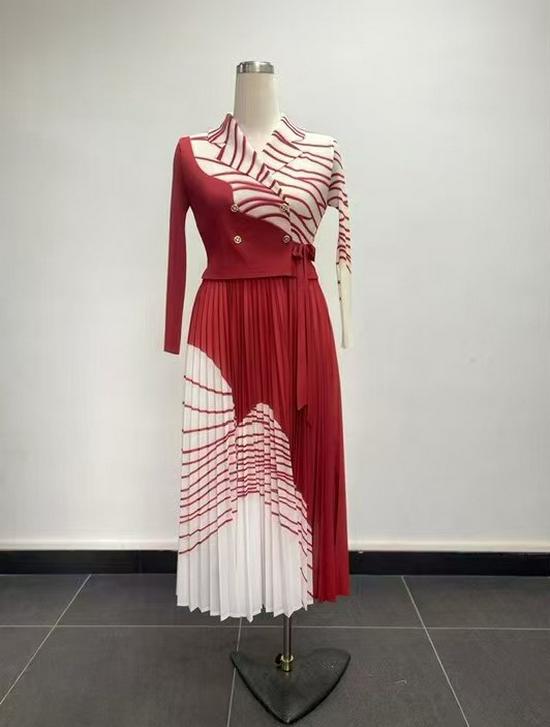 Miyake Pleats Plus Size Collared Dress - Elegant Cross-Border Style for Women One Size (suitable for 40-100kg)