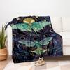 "Enchanted Moth & Cicada Art Print: Celestial Nature Decor"Blanket Flannel Throw Blanket for Sofa, Bed, Travel, Camping, Office, Couch, Chai