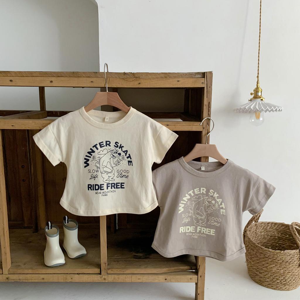 Children Casual T-shirt Boy Cartoon Cute Print Undershirt Cotton Tshirt Girl Baby Summer Pullover Tops Versatile Bottoming Shirt