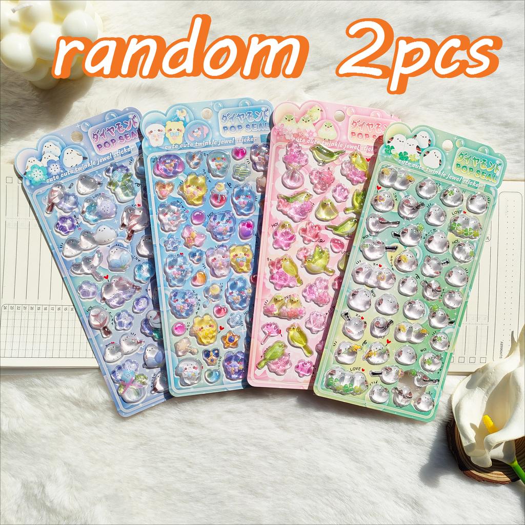 Sparkling Crystal Tit 4Pcs Stickers - Cute Spring Bird Relief Decals Ideal for Notebook Phone Case DIY Kids Girls Gift Presents