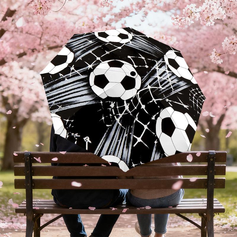 1PC Soccer Ball Automatic Open/Close Umbrella with Windproof, 8-Rib Sturdy Canopy, Durable Ribs, Fashionable Design,1278a