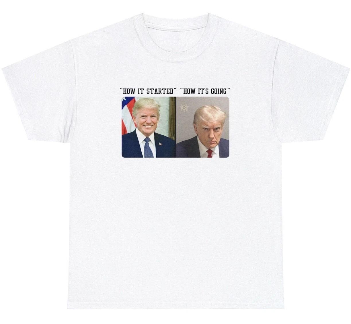 Футболка с настоящим фоторостом Дональда Трампа, смешная, как это началось, мем, подарок, футболка XS