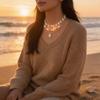 Muschel-Perlenkette mit Perlen-Lagen-Design für Damen Sommer