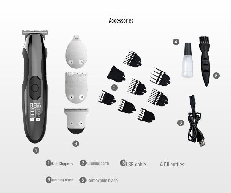 Jiamei 4-in-1 Men's Electric Razor: Notch Trimmer, Bald Clipper, HD Screen, Fully Washable
