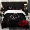 3pcs Black Panther Rose Luxury Bedding Set Elegant Gothic Themed Duvet Cover Quilt Cover with Standard Pillowcases