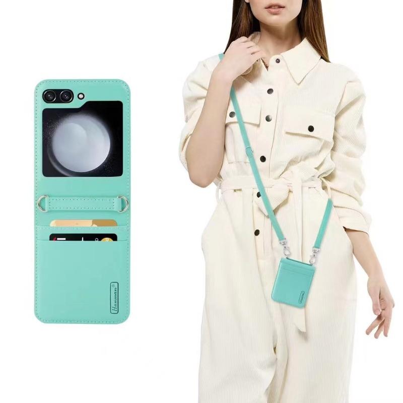 Crossbody Wallet with Card Holder Phone Case for Samsung Galaxy Z Flip 6 5 4 3 Flip6 Flip5 Flip4 Flip3 Leather Protective Cover
