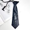 Campus Preppy Necktie Faux Leather Neck Tie Student Uniform Adjustable Pre Tied Neck Tie Shirt Collar Neckwear for Women