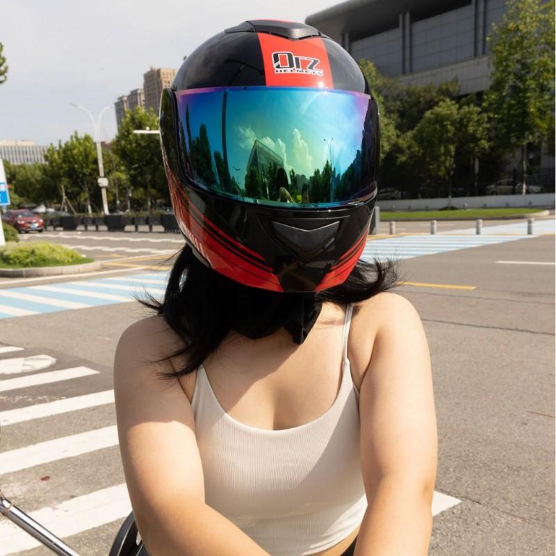 Dual Lens Flip-Up Full Face Motorcycle Helmet Men Women ABS Safety Gear Racing Street Riding