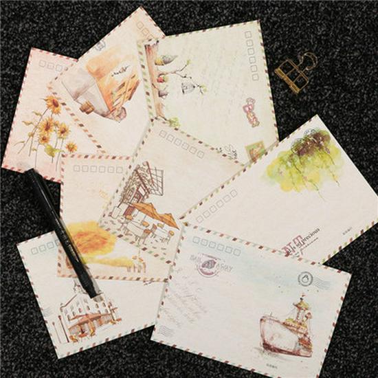 Set di Carta da Lettera Busta Stile Aviazione Retrò Coreano: Buste per Cartoline Lunghe e Carine per Spedire