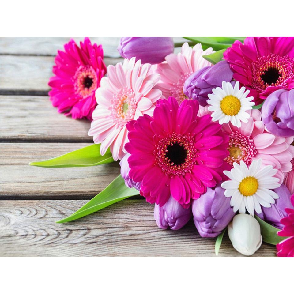 5D DIY Diamond Painting Flower Cross Stitch Kit Diamond Embroidery Rhinestone Picture Mosaic Home Decoration Hand-Mosaic Gift