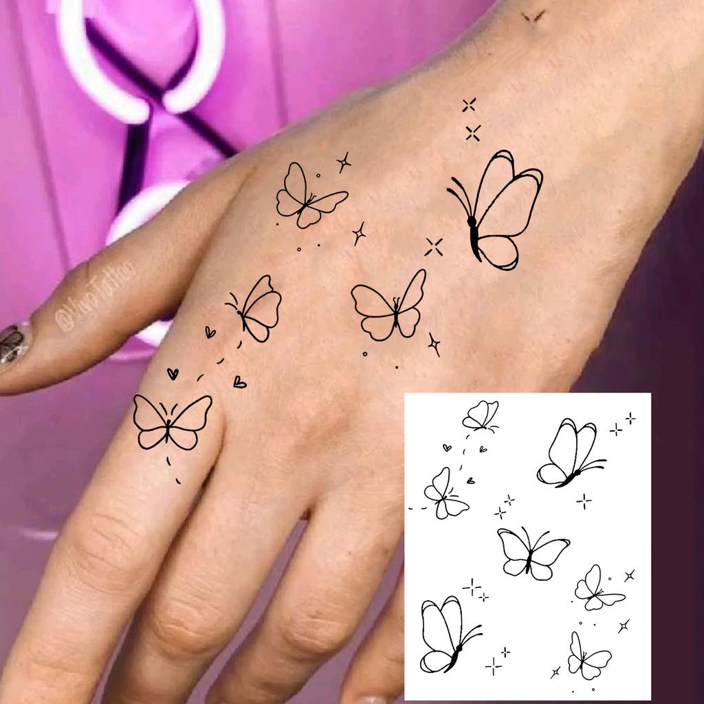 1 Sheet Rose Butterfly Flower Temporary Tattoos For Women Hand Arm, Fake Tattoo Sticker Waterproof Long Lasting Realistic Tatoos