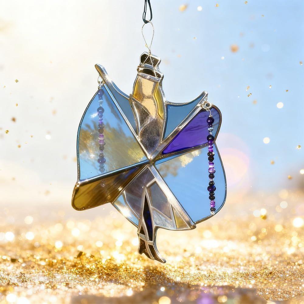 Handmade Stained Glass Spinner Colorful Dancing King Pattern Memphis Melody Spinner DIY Acrylic Sunlight Catcher Home Decor