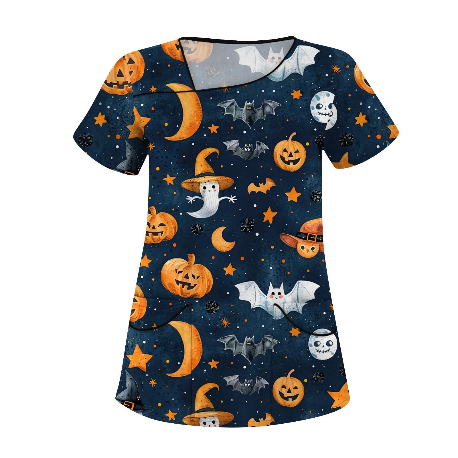 

Женская рабочая одежда с принтом, покатый воротник и двухслойные карманы, базовый верхний пуловер S