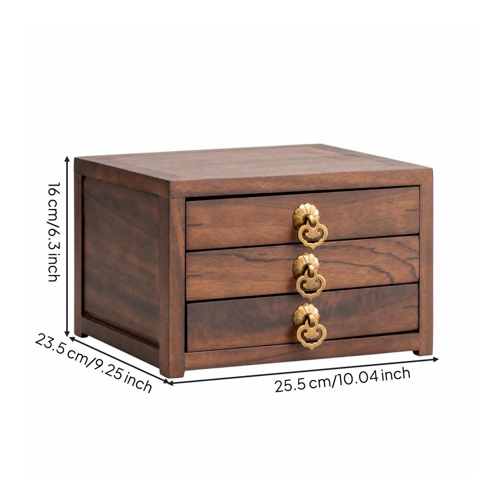 Tea Box with Drawer Tabletop Wooden Organizer Compact