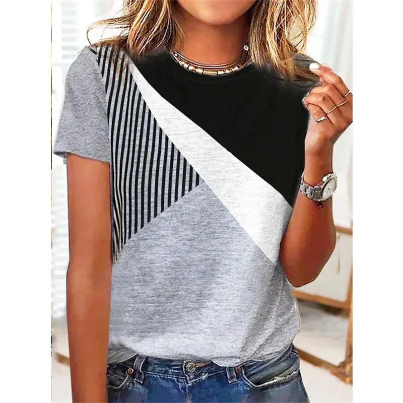 BITCED Kadın Moda Günlük Kısa Kollu O Yaka Bluz ve Gömlekler