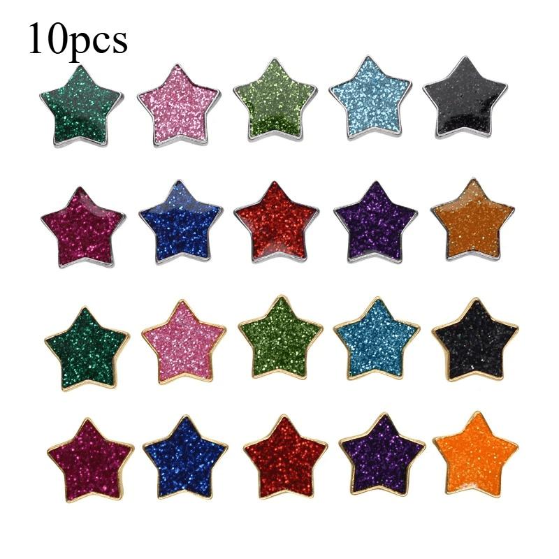 

10pcs 8mm Glitter Stars Slide Charms For Jewelry Marking Bracelet Pet Collar Choker Wristband Keychain Women DIY Accessories