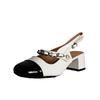 Summer New Mary Jane Fattened and Widened Large-size Women's Shoes 2025 Empty and Breathable Korean Version of Color Matching High Heels Women
