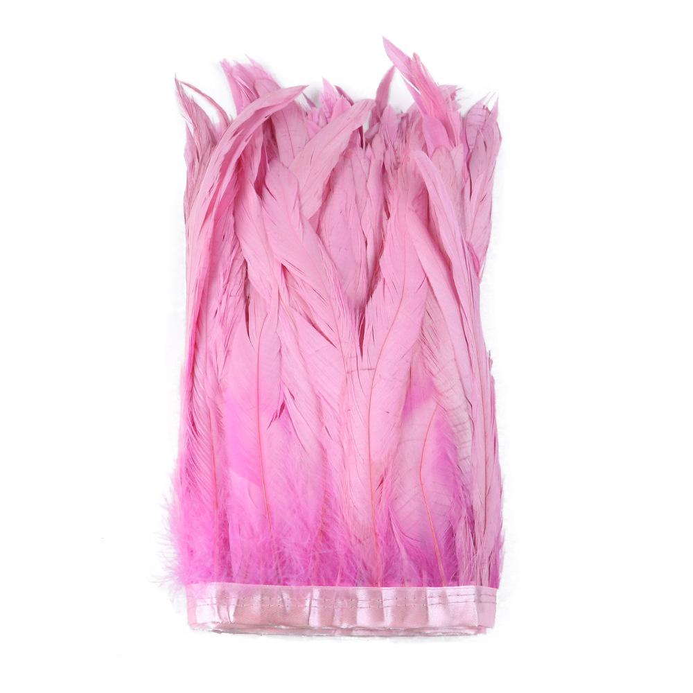 2M Cock Tail Feather Cloth Edge Decoration 25-30Cm 10-12 Inch Chicken Feather Ribbon Wedding Party Decoration Dress
