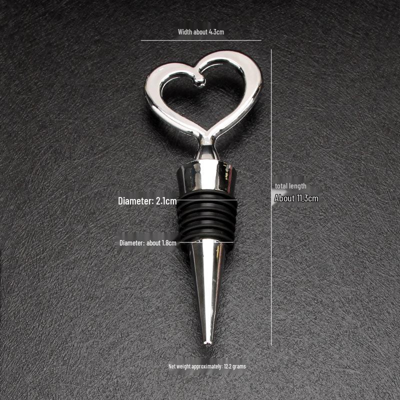 Heart-Shaped Red Wine Stopper - Alloy Seal for Bottles, Ideal for Weddings, Bars, and Hotels.
