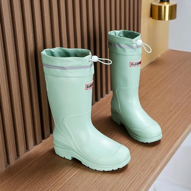 Fashion Women's Rain Boots Fashion Waterproof Shoes for Women High Quality Anti-slip Work Boots Comfor Platform Women Boots botas mujer