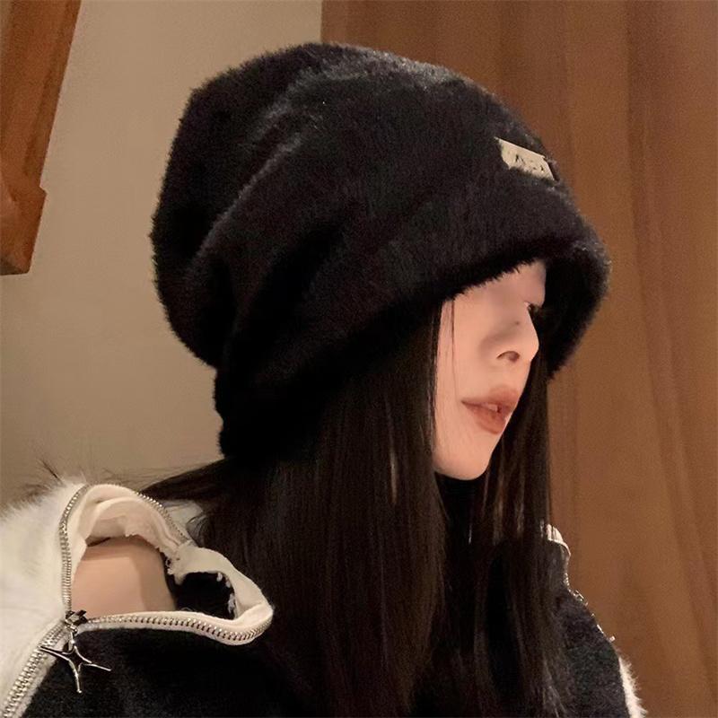 Plüsch Mützen Hüte Für Frauen Winter Warm Einfarbig Baggy Fleece Wolle Skullies Mütze Outdoor Kälteschutz Verdickte Kappen