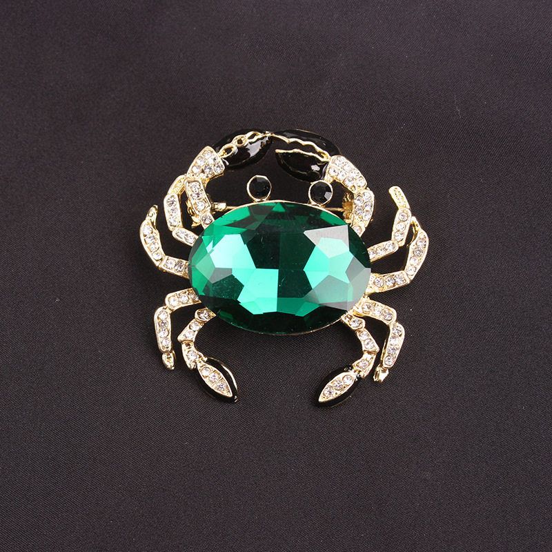 Marine Life Brooch with Diamonds, Crab Brooch, European and American Fashion Clothing Accessories, Enamel Brooch with Diamonds