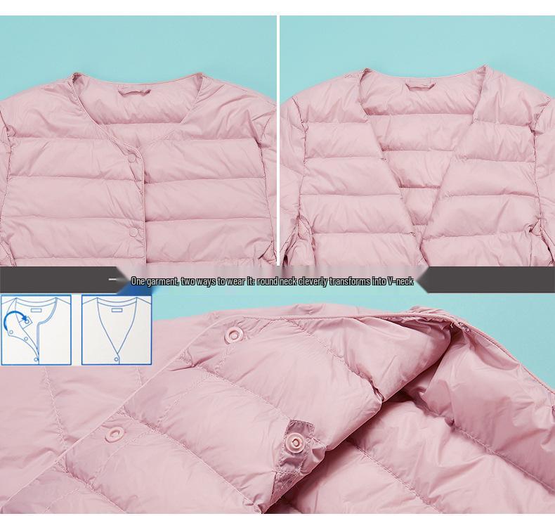 2024 Women's Slim Lightweight Down Jacket - Short, Round Neck, Warm Inner Layer, Trendy Plus Size Outerwear