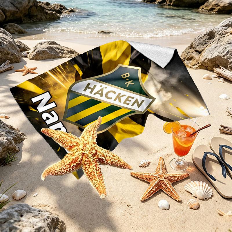 Custom Name Personalized BK Hacken Print Beach Towel, for Trip Camping Beach Party Home Decor, Birthday Gift for Family & Friends