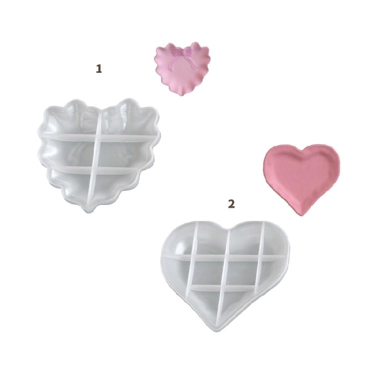 Artistic Heart Tray Silicone Mold Flexible Design For Epoxy Resin Concrete Cement Craft Creations