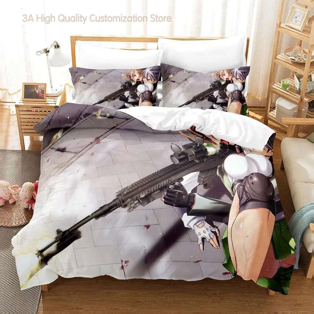 2023 Cexy Girl Highschool of the Dead Bedding Set Single Twin Full Queen King Size Bed Set Adult Boys Bedroom Duvetcover Sets