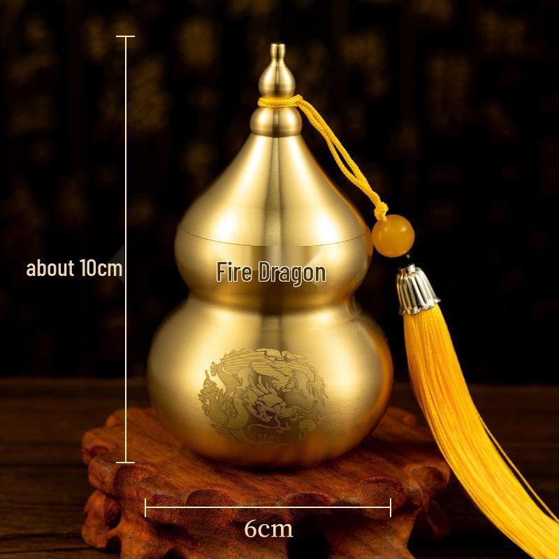 Brass Dragon Gourd: Hundred Blessings Treasure, Fire-Extinguishing Kitchen Ornament