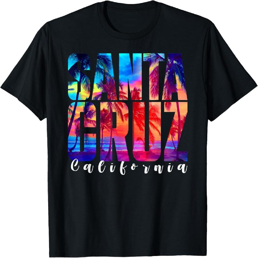 Санта-Крус Калифорния Пальма Закат Пляжный Отпуск Поездка Мужская Женская Детская Футболка S