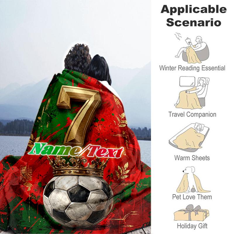 1PC Custom Name Soccer Legend Number outdooor Flannel blankets Throw Blanket All-Season Throw Gift Bedspread for Couch, Bed, Camping Holiday Birthday