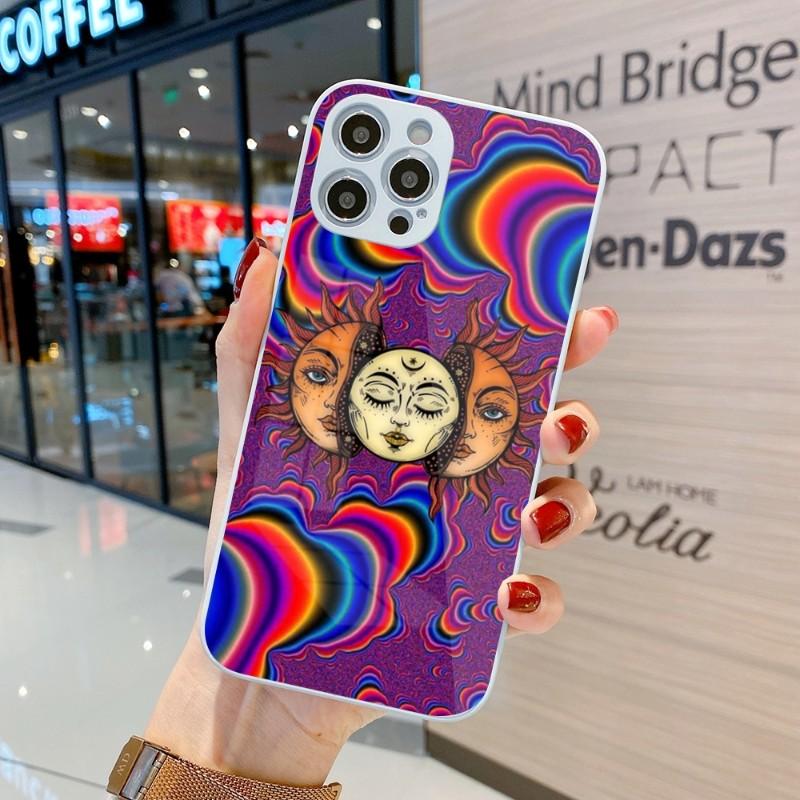 Coole seltsame Kunst-Telefonhülle für iPhone 14 13 12 11 Pro Max X XR XS 8 7 Plus Flüssigglas-Farbtelefonabdeckung