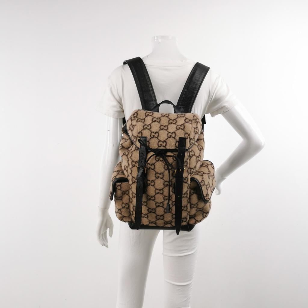 [Pre-Owned] Vintage Logo Wool And Leather Large Capacity Backpack - Excellent #1IPZO94