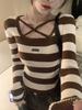 Herbst 2025 Damen Gestreiftes Strickpullover-Top