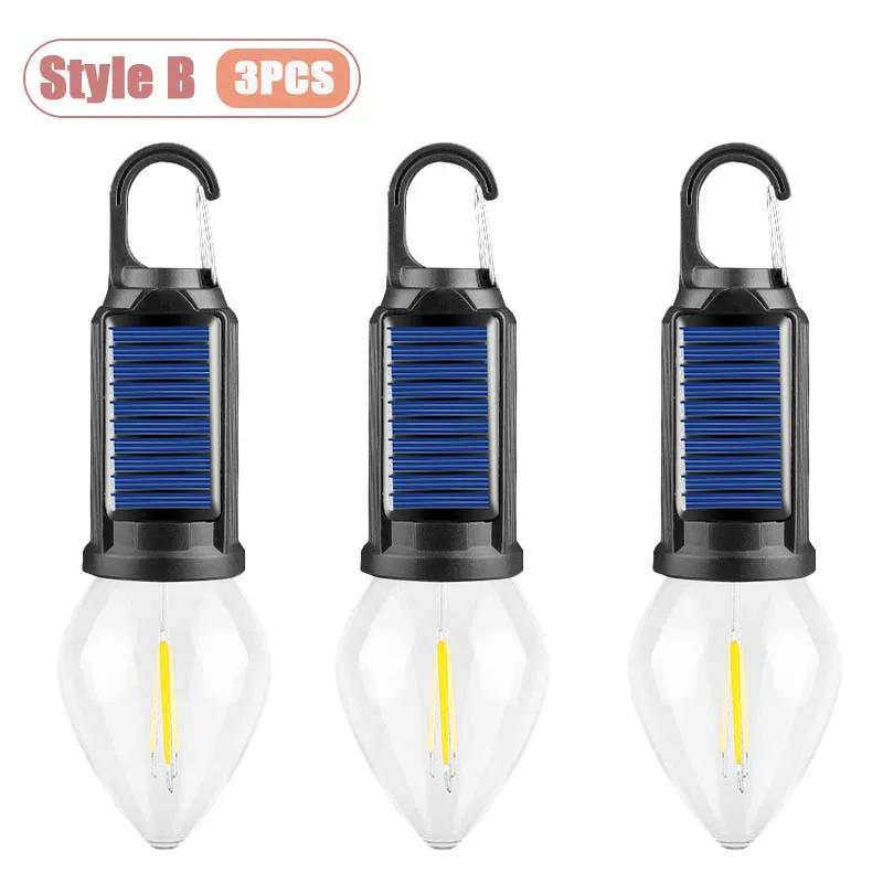 1-10PCS Solar Powered LED Lighting Hanging Lights Outdoor Tent BBQ Atmosphere Light Portable Waterproof Camping Light