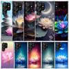 Lotus Blue White Flowers Phone Case For Samsung Galaxy S24 S25 Edge S26 Ultra S22 S23 Plus S21 + S20 FE Soft TPU Back Cover Gala