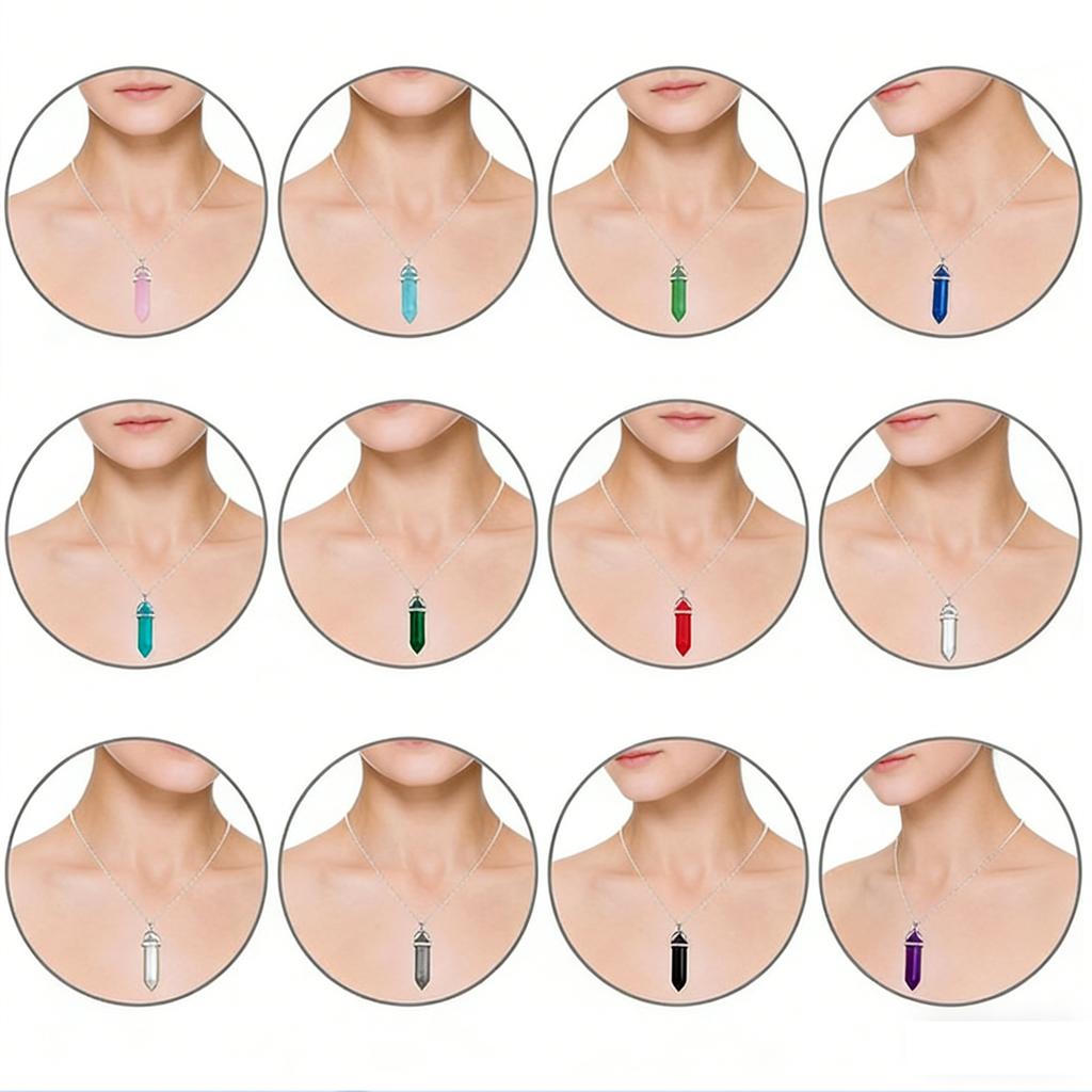 Mutilcolor 10pcs Bullet Shape Healing Pointed Chakra Pendants Sugilite Quartz Stone Charm Randow Color for Necklace Making