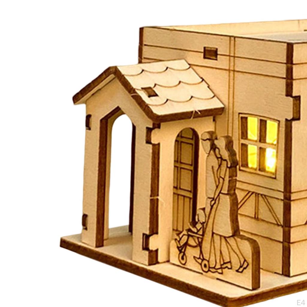 Unfinished Wood House Living Room Sculpture Festival Village Christmas Scene