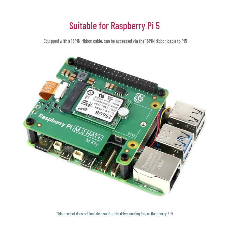 Weixue Raspberry Pi 5 M.2 Interface HAT & SSD Expansion Board