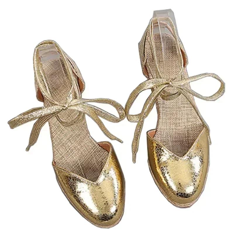 

Fisherman Shoes Women Wedge Heel Thick Bottom Platform Gold Heels Summer High Sandals Shoes for Women Zapatos De Mujer Pumps 34 золотий