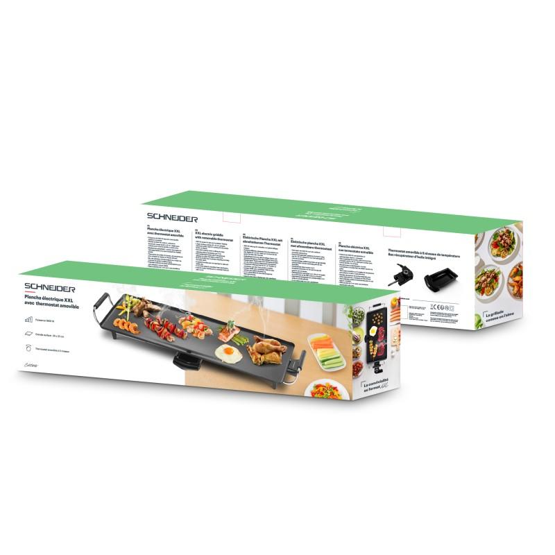 Schneider - éclat D'été - Plancha électrique Xxl - Thermostat Amovible - 1800w - Revêtement Antiadhésif