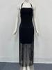 European & American Tassel Halterneck Bodycon Bandage Dress